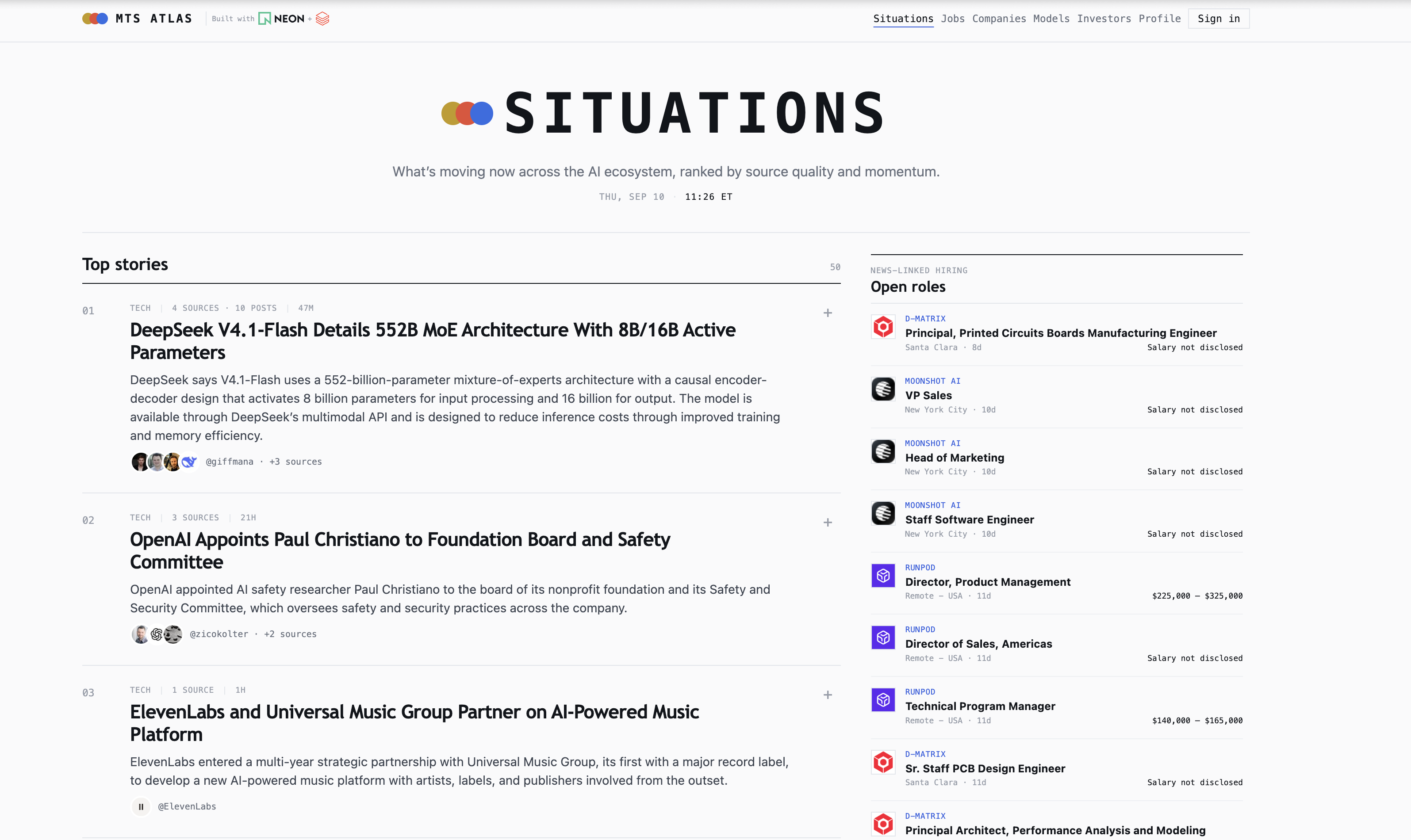 MTS Atlas — situations feed and news-linked hiring board